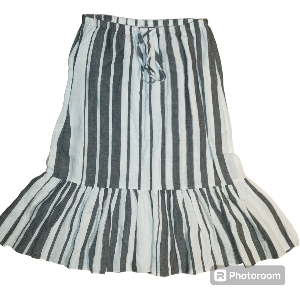 Tommy Bahama 100% Linen Flowy Skirt Black White NWOT Size Medium